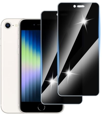 Hirshen [2 Stück] Sichtschutzfolie für iPhone SE 2022/2020 Panzer Schutz Glas, Anti-Spähen Privatsphäre Schutzfolie, 9H Härte, Anti-Kratzer, Bläschenfrei,Anti-Spy