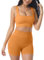 Generisch Ensemble de vêtements de yoga, tendance, sexy, en plein air, course à pied, nu, vêtements de fitness, serrés, séchage rapide, vêtements de sport pour filles (orange, M), Orange, M