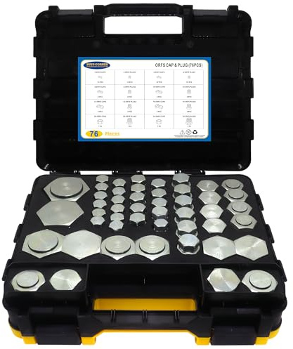 ORFS Master industrielle Hydraulikkappe und Stopfen, Schlauch- und Rohrverschraubungs-Set, robustes O-Ring-Sortiment, Präzisionsgewinde in ORFS-Größen 4, 6, 8, 10, 12, 16, 20