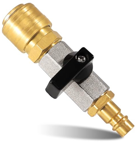 Druckluft Absperrhahn, 3/8 Zoll Messing Druckluft-Schnellwechselkupplung, Metall Druckluft Zubehör, Luftfüllventil, mit Tülle 7,2 NW, Druckluft Adapter, für Industriell, Automobil, DIY