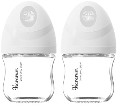 Babyflache aus Glas, Anti-Kolik Babyflaschen für Neugeborene,ab 0+ Monate, mit Sauger Größe 0, Extra langsamer Fluss aus Silikon, 80ml, 2er Pack - Weiß