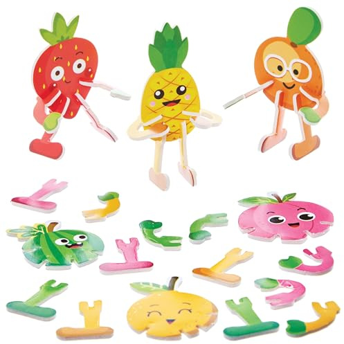 Baker Ross FN577 Mini 3D Fruit Kits - Pack of 20, 3D Foam Stand Up Model Kits for Kids