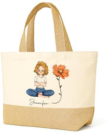 Love Faith Summervibes Jute-Tasche - Personalisierter Beach Bag mit Clipart und Namen - Robuste und umweltfreundliche Strandtasche XL