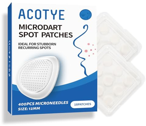 ACOTYE Microdart Anti Pickel Patch – Microneedle Akne Patches mit Salicylsäure & Teebaumöl, Hydrocolloid Patches gegen große Pickel im Gesicht, Kinn oder Rücken (18 Stück) (L, stück, 18)