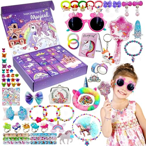 Einhorn Adventskalender 2025 für Mädchen, 24 tägige Countdown-Kalender, Spielzeug für Kinder Mädchen Geschenk 6-10 Jahre