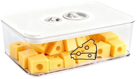 Hynorian Käsedose Kühlschrank 1250 ml mit Datumsanzeige Transparent Box | Stapelbare Käsebox mit Dichtungsring für Käse, Wurst und Schinken; transparenter Behälter zeigt den Inhalt im Kühlschrank