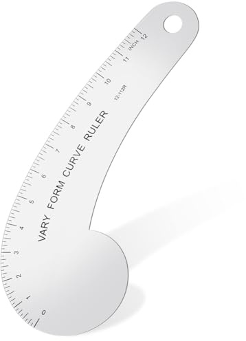 Rastapulz Vary-Form-Kurvenlineal, 12, Massives Metall, French Curve, Hüftkurvenlineal zum Messen Von Nähdesigns, 1 Stück