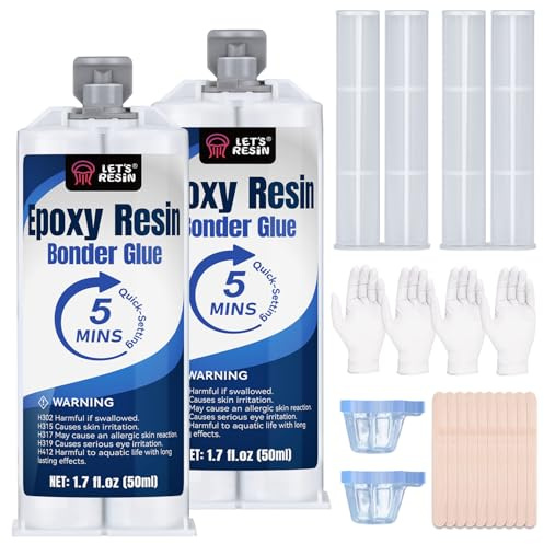 LET'S RESIN 2K Epoxidkleber 100ml, Transparent 2 Komponenten Kleber | 5 Minuten Kleber Extra Stark, für innen und außen - für Metall, Kunststoff, Glas, Stein, Holz, Keramik
