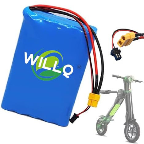 WILLQ 36V 6Ah 8Ah 10Ah Lithium Battery Pack 36 Volts Electric Scooter Battery for 100W 200W 250W 350W Motor Replacement Kit with XT60 + SM Port,36V6Ah
