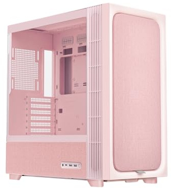 TRYX FLOVA Boîtier PC ATX taille moyenne rose en tissu respirant en verre trempé ventilateur à flux croisé silencieux trois modes de vitesse Boîtier d'ordinateur 360 mm Radiateur prend en charge USB