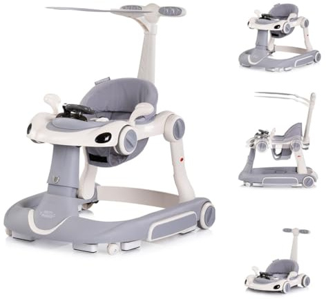 Chipolino Lauflernhilfe Happy Walker 5 in 1 Schaukelfunktion Musik Lichter Räder grau