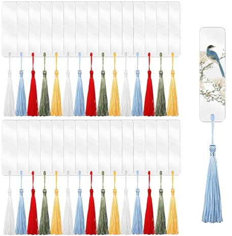 30 Stück Acryl Lesezeichen Weiß Unbedruckt Rechteckig Basteln Dekor | Erwachsene Handwerk, Personalisierte Blanko für Freunde, Glatt Transparent Markenloser Rohling Schule