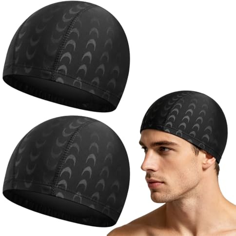 2 Piezas de Gorro de Piscina de Tela para Mujer y Hombre (Gorro Piscina Mujer, Gorra Natación Dama, Capucha Alberca Hombre) para Niños, Adultos, Natación y Entrenamiento, Unisex