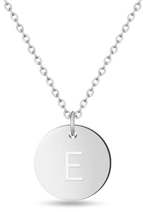 Initialen Halskette Frauen Mädchen mit Gravur E Eike Eileen Elena Elina Elisa Elise Elke Ella Elsa Emilia Emily Emma Eva Evelyn Edward Edwin Egon Elias Emil - Valentinstag-Geschenk für Sie und Ihn