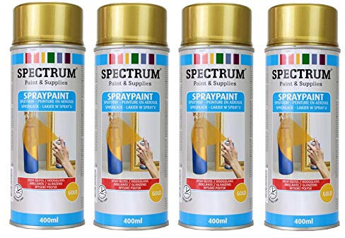 Lot 4 Bombes spray OR Peinture 4x400 ml Bois,Métal,Plastique,Autres