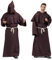 Priester Robe Mönch Kostüm Herren mit Kapuze und Kreuz,Herren Kapuzen Robe Gewand Mönchskutte Kostüm Herren für Halloween,Mittelalterliche,Renaissance,Karneval(Braun,S)