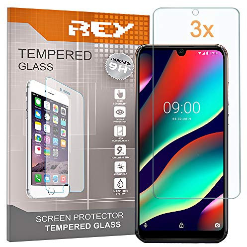 REY Pack 3X Bildschirmschutz aus gehärtetem Glas für WIKO VIEW3 PRO - View 3 PRO, Schutzfolie, Displayschutzfolie 9H+ Härte, Anti-Kratzen-Öl-Bläschen