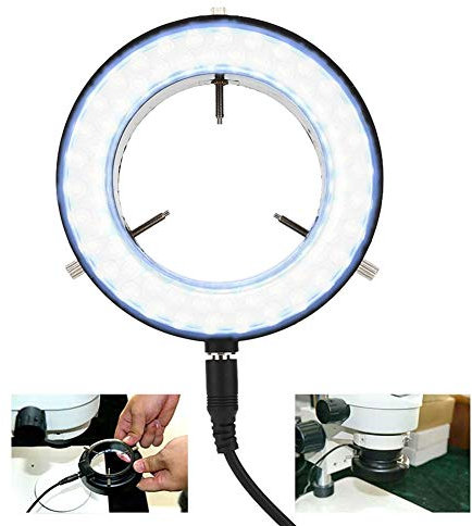 Lampe de Microscope à Anneau exquise portative, Microscope à Anneau de lumière LED pour microscopes stéréoscopiques et caméra + Lampe de réparation de Bijoux avec Une Superbe luminosité(EU220V)