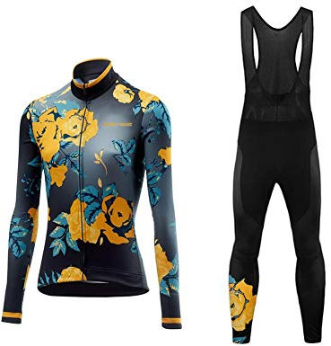 Uglyfrog Radsport Anzüge für Damen Radtrikot Set Thermal Langarm Fahrradjacke und Lange Radhose Winter Fahrradbekleidung Outdoor Geschenk