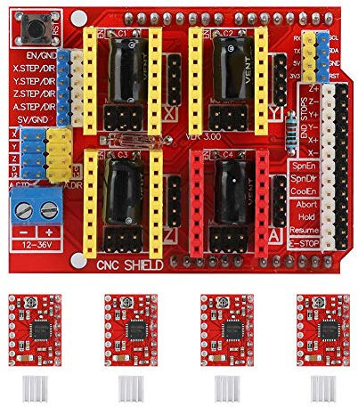 CNC Engraver Shield Expansion Board + drv8825 Schrittmotor, Kühlkörper für V3 Gravieren, Zubehör für 3D-Drucker, Stepper Motor+CNC Shield+Kühlkörper Kits