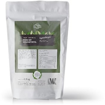SALiNGO Premium Trockenfutter für Hunde | Hundefutter trocken Pferd mit Süßkartoffel | getreidefrei | Hoher Fleischanteil | Single Protein | hypoallergen (0,5 kg)