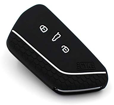 Schlüssel Hülle VF für 3 Tasten Auto Schlüssel Silikon Cover Schlüsselhülle Etui Schutzhülle (.Schwarz Weiß)