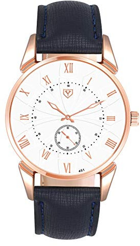 SUPBRO Herren Uhr Männer Edelstahl Wasserdicht Designer Armbanduhr Analog Business Uhr Leder Armband Blau