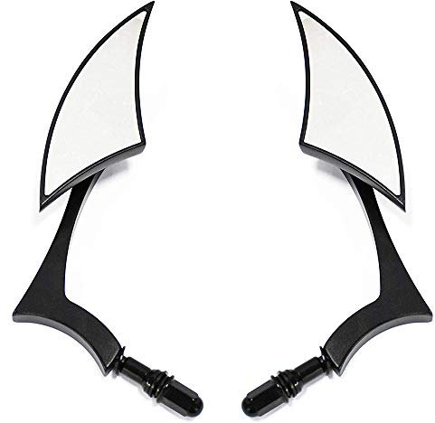 ANCLLO Motorrad Aluminium Klinge Universal Rückspiegel Seitenspiegel Silverado Endspiegel Rückansicht Für Cruiser Bobber Chopper Harley (Schwarz)