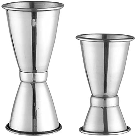 Angoily 2Pcs Double Cocktail Jigger Edelstahl Schuss Glas Messbecher Vintage Jigger für Bartending Doppel Cocktail Werkzeuge für Hause Bartender Party Bar Wein Trinken 2 Größen