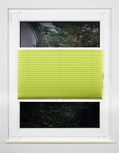 metablo Plissee Faltrollo ohne Bohren mit Klemmträger Blickdicht Sonnenschutz Jalousie für Fenster & Tür Hellgrün 75x130 cm