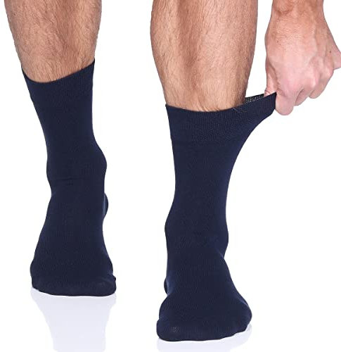 Venasoft 6 Paar Herren Socken mit handgekettelter Naht faltenfreie und druckfreie Diabetikersocken mit Komfortbund (39-42, Marine)