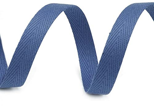 Köperband 1m x 10mm breit große Farbwahl Einfass- Nahtband Gurtband Baumwollband, Größe:10mm, Farbe:taubenblau