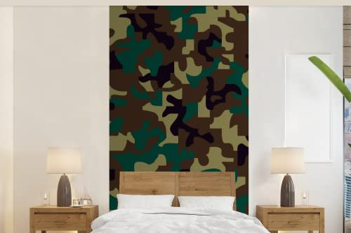 Selbstklebend Tapete Wandpapier Wandaufkleber Fototapete Tapeten Wanddeko 120x240 cm Camouflage-Muster mit dunklen Farben