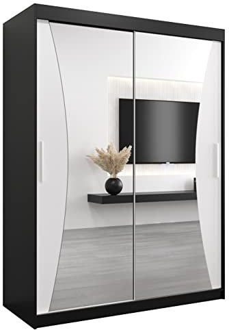 ABIKSMEBLE Armoire Porte coulissante Miroir Monaco - Armoire Chambre - Dressing Chambre Adulte - Penderie Vetement Dressing - Garde Robe - Placard Chambre - Armoire 2 Portes - Closet