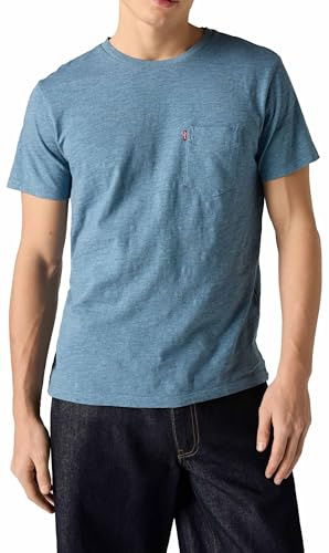 Levi's Herren T-Shirt Classic Pocket mit Brusttasche, Standard Fit, Blau (Indigo Wash Heather), XXL