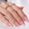 BTArtbox Press On Nails Medium - 30 PCS French Tip False Nails, Almond Stick On Nails with Nail Glue, Reusable Soft Gel Fake Nail in 15 Sizes, White Swirl