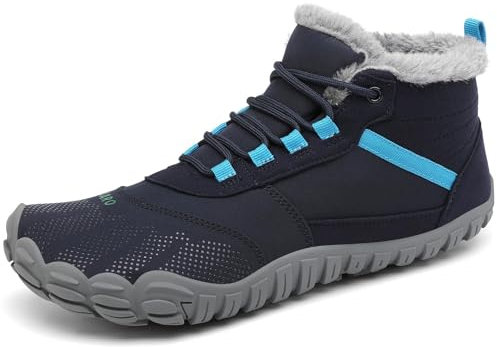 SAGUARO Barefoot Escarpines Hombre de Invierno Antideslizante Mujer Botas de Nieve Piel zapatos de interior y exterior, Azul Oscuro 41