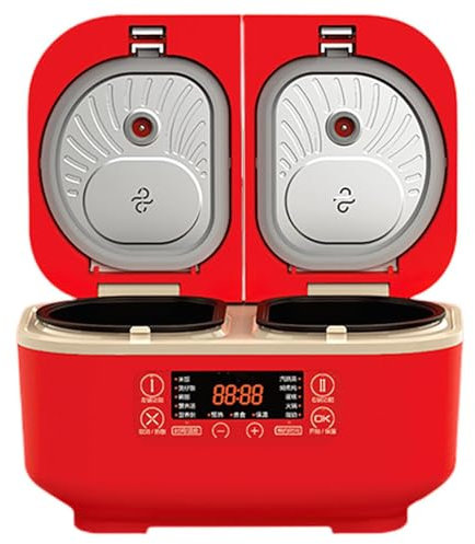 Olla arrocera, olla arrocera eléctrica doble interior, olla arrocera multifunción integrada profesional para el hogar, 1,5 L + 1,5 L, control preciso de temperatura de doble sentido, cita de 12 horas
