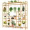 COSTWAY Pflanzenregal Bambus, Standregal mit 9 Ebenen, Raumteiler Blumenregal mit Hängegestell, Treppenregal Stufenregal Pflanzenständer, Bambusregal für Wohnzimmer Garten, 167 x 30 x 166 cm