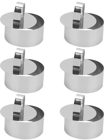 NAMYEUT 6 Stück 8 cm Backringe Klein Edelstahl, Mini Dessertringe mit Drücker, Speiseringe Edelstahl Mini Kuchenring Mousse Ringe, Tortenring Klein Rund für Desserts, Kuchen, Mousse, Torten