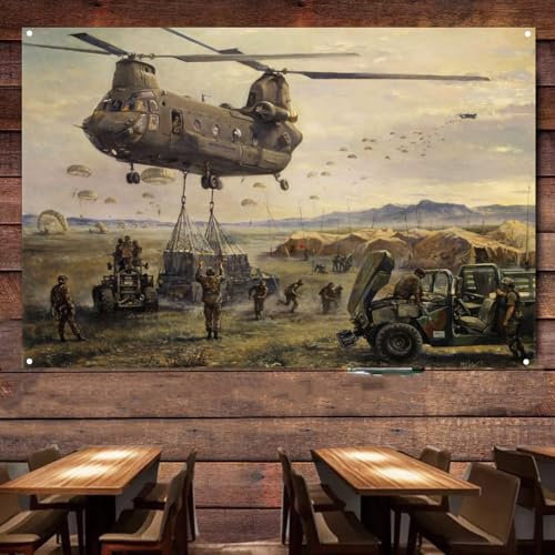 US CH-47 Chinook Transporthubschrauber Banner & Flagge – Militärische Wandkunst Poster für Zimmer Studio Schlafzimmer – Angriffsflugzeug Leinwanddruck Kunst Arbeit – Kampfjet Wanddekoration