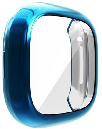 Schutzhülle Kompatibel mit Fitbit Sense/Versa 3, TPU Hülle Schutzfolie, Leicht Weiche Silikon Case, Ultradünne Schutz Zubehör, Kratzfest Gehäuse, Blau