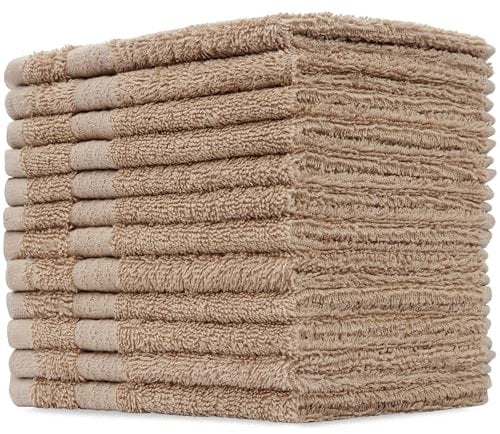 CityComfort Lot Serviette De Toilette, 12 Serviette 30x30 cm 100% Coton 550 GSM Ultra Absorbants et Doux - Essentiel Maison (Marron Pack de 12)