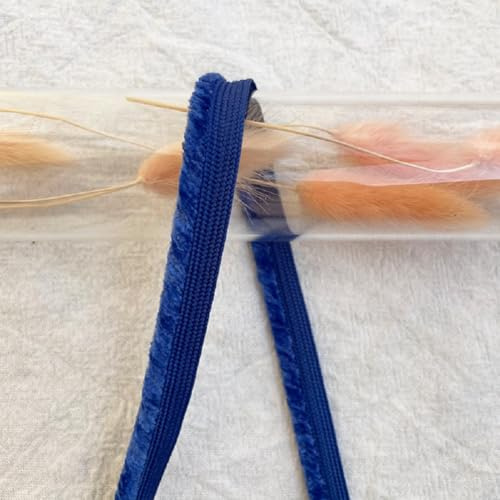Yalulu 20 Yards Paspelband Velours, 10mm breite Paspelband zum Nähen, Rand Nähen Band Bias Einfügen Piping Cord Seil (Blau)