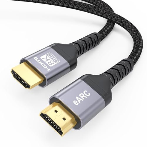 ZeniKon Câble HDMI ARC/eARC 8K pour barre de son vers TV 1,1 m, câble HDMI eARC 2.1 48 Gbps ultra haut débit Dolby Atmos 8K @ 60 Hz, 4K @ 120 Hz HDR 3D HDCP2.3 et 2.3 pour barre de son Vizio Sono
