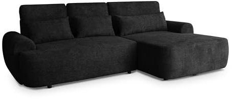 Robin Inspire Ecksofa Mit Schlaffunktion Bettkasten L Form Sofa Eckcouch Schlafcouch Freistehend Rechts Aldo Schwarz 266 x 160 x 87 cm