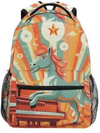 Linnyio Süßes Regenbogen-Einhorn Mädchen Jungen Schulrucksack - Verstellbare & Bequeme Tragegurte, Geräumig mit Mehreren Taschen für Schule Studententaschen