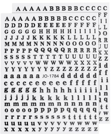 QUARKZMAN Nagelbuchstaben Aufkleber 2 Bögen, 3D Holografische Alphabet Nagelsticker Selbstklebend für Frauen DIY Nagelkunst Dekoration, Schwarz