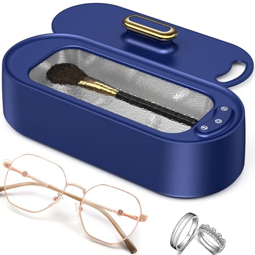 Onherm Nettoyeur à ultrasons 380ml Nettoyeur de lunettes avec 2 modes Nettoyeur à ultrasons portable 45000Hz Nettoyeur à ultrasons pour lunettes Bijoux Montres Dentiers Monnaies