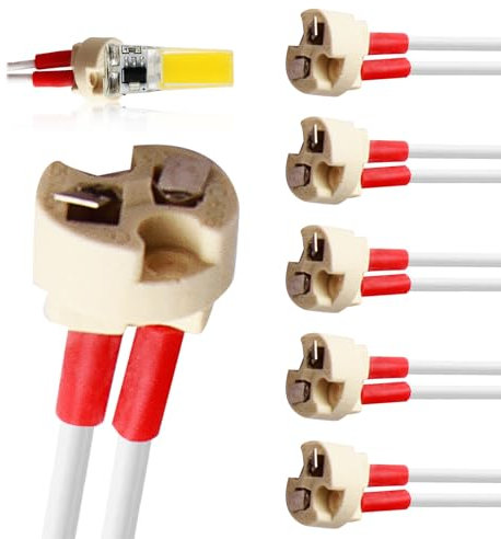 6Pack MR16 GU5.3 /G4 Lamp Base Halogen Lamp Female Base Socket led bulb base Ceramic Halogen Light Bulb Connector Wire Adapter MR11 G4 Socket with 150MM Lead for 12V Halogen/LED Bulb